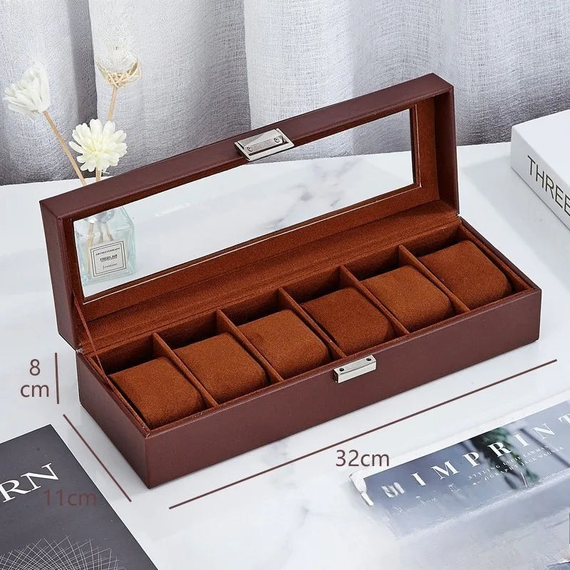 6-Grid PU Leather Watch Box – Luxury Display & Organizer Watch Display Case SPOT