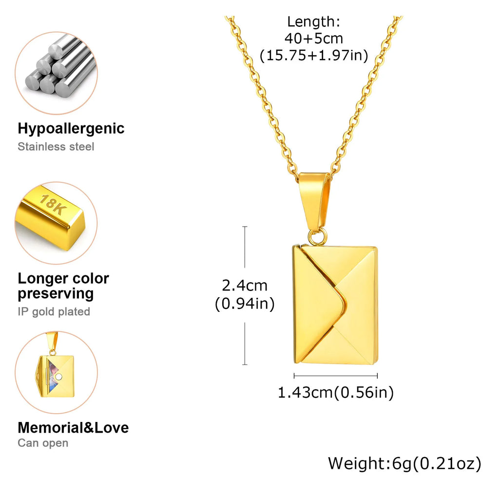 Personalized Photo Locket Necklace – Envelope Pendant for Women Personalized Locket Necklace SPOT