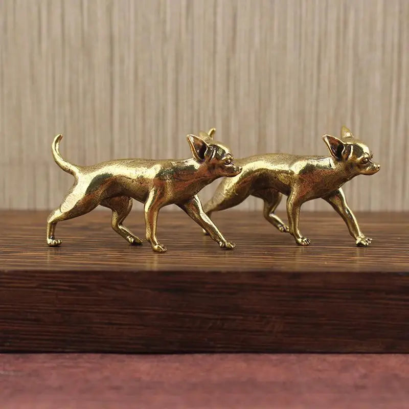Brass Hairless Dog Puppy Figurine – Desktop & Home Décor Brass Figurine SPOT A