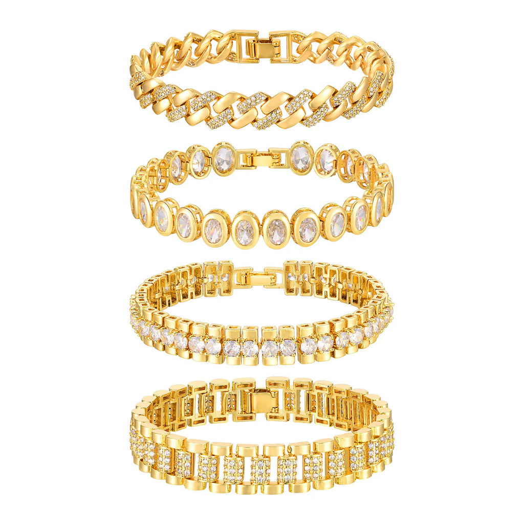 Meaeguet CZ Tennis Bracelet – Gold Chunky Hip Hop Chain Chain Link Bracelet SPOT