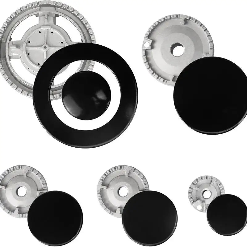 Gas Hob Burner Flame Cap + 5 Stove Handles – Zinc Alloy Set Stove Burner Parts SPOT