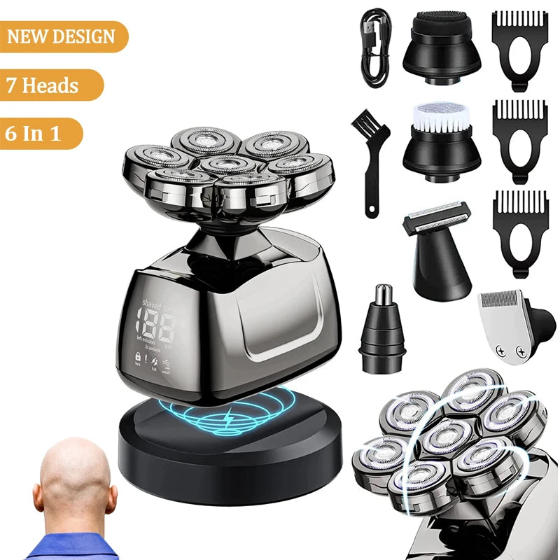 6-in-1 Men's Electric Rotary Shaver & Grooming Kit IPX6 Electric Rotary Shaver SPOT