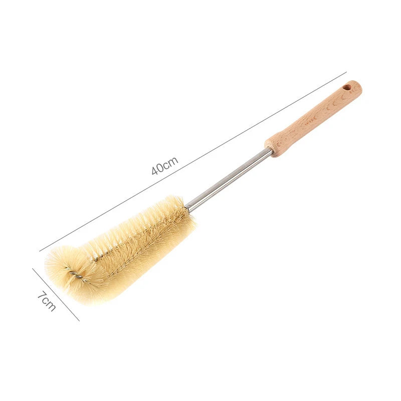 Wooden Long Handle Bottle Brush – Glass & Stainless Scrubber Bottle Cleaning Brush SPOT 40x7cm