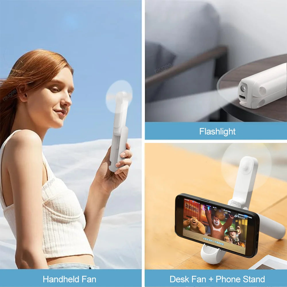 Foldable Handheld Fan USB Rechargeable 3-Speed LED 2000mAh Handheld Portable Fan SPOT