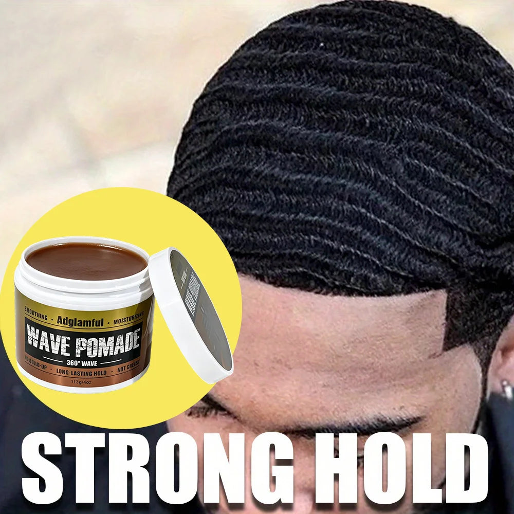 Adglamful Men's Hair Pomade 113g – Strong Hold & Wet Look Hair Styling Pomade SPOT Wave Pomade