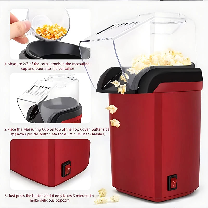 Mini Hot Air Popcorn Maker 1200W – Electric Home Popcorn Machine Popcorn Maker SPOT