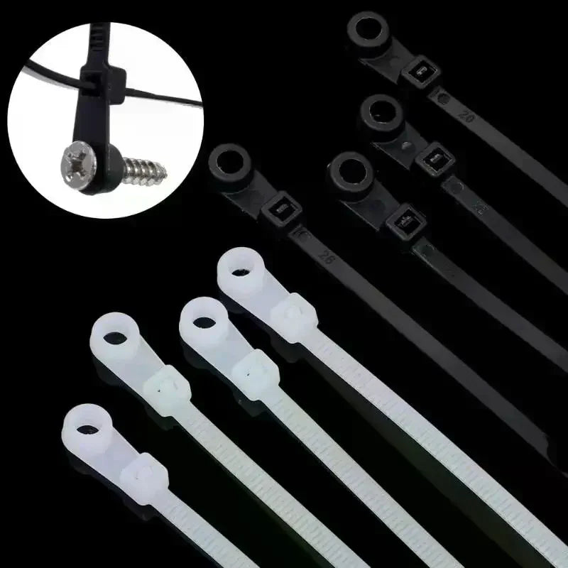 100-Pack Screw Hole Nylon Cable Ties – Self-Locking Cord Straps Nylon Cable Ties SPOT