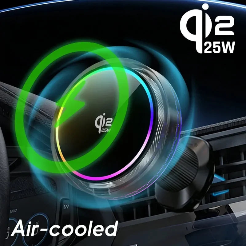 25W Magnetic Wireless Car Charger with Cooling Fan & RGB Wireless Car Charger SPOT