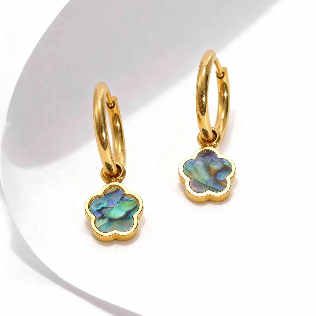 Stainless Steel Shell Flower Hoop Earrings – Huggie Hoops Hoop Earrings SPOT