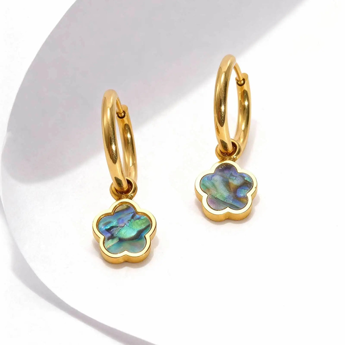 Stainless Steel Shell Flower Hoop Earrings – Huggie Hoops Hoop Earrings SPOT