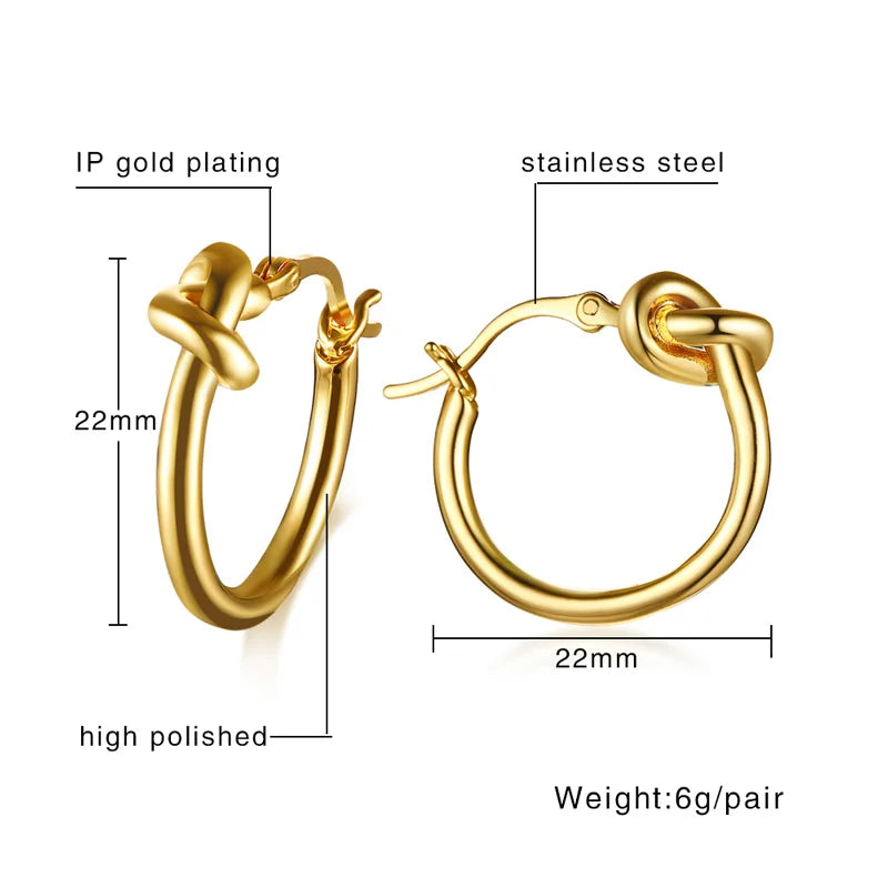 Knot Huggie Hoop Earrings – Minimalist Stainless Steel Hoops Huggie Hoop Earrings SPOT
