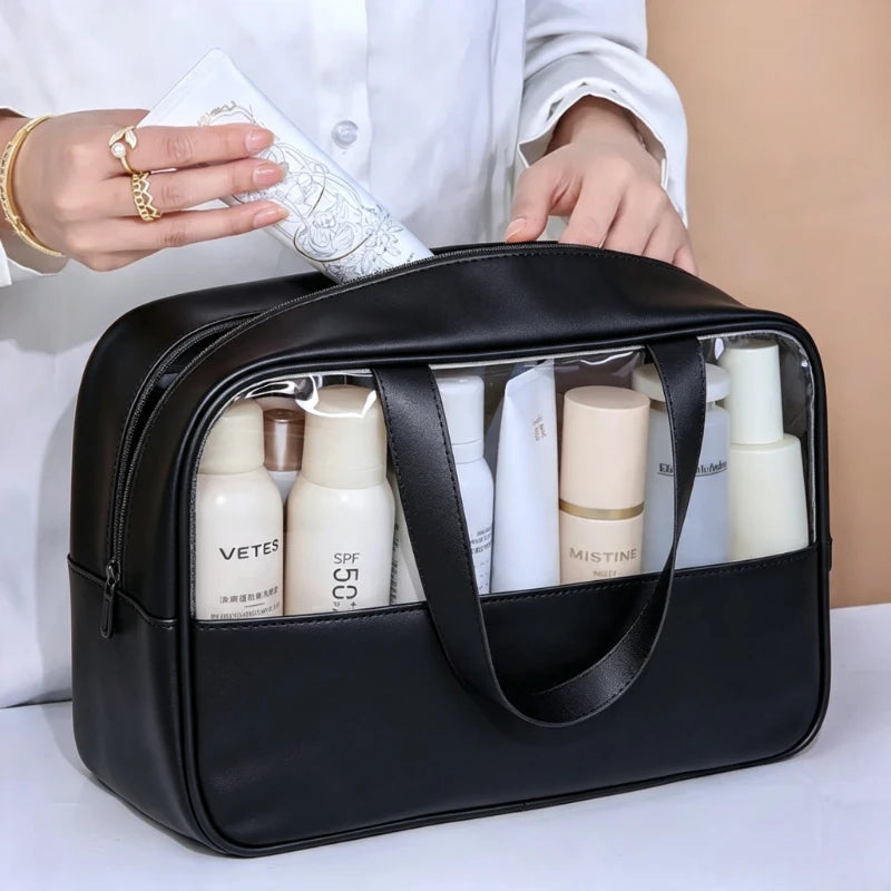 Clear PVC Travel Makeup Bag – Large Waterproof Cosmetic Pouch Cosmetic Travel Bag SPOT