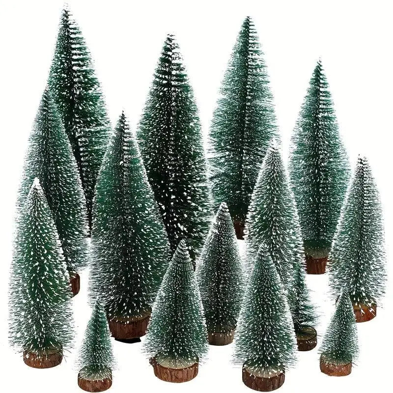 Mini Frosted Artificial Christmas Tree – Wooden Base Tabletop Artificial Christmas Tree SPOT