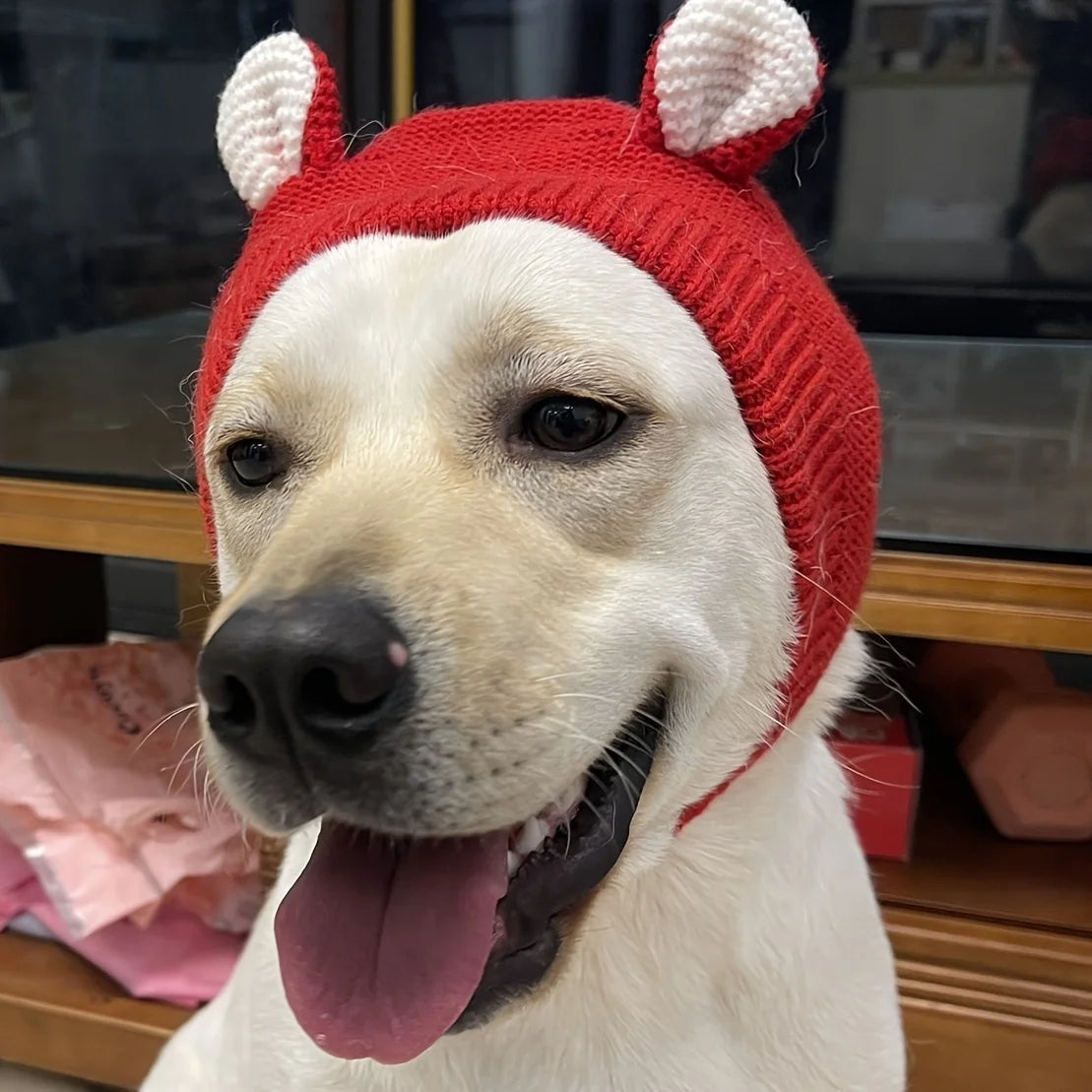 Knitted Dog Hat – Ear-Covering Winter Cap for Medium & Large Pets Pet Winter Hat SPOT