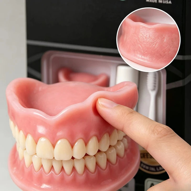 Moldable Silicone Denture Set – Upper & Lower False Teeth Kit Cosmetic Denture Set SPOT