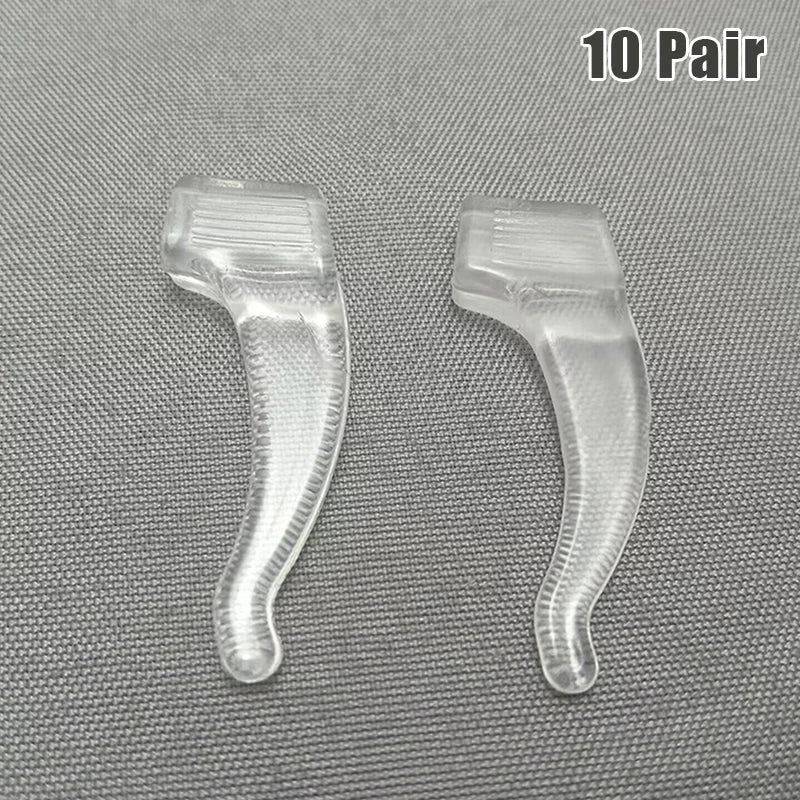 10-Pair Silicone Anti-Slip Glasses Ear Hooks & Temple Grips Eyeglass Ear Hooks SPOT Transparent