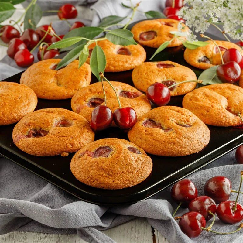 Square Cupcake & Muffin Pan – Non-Stick Carbon Steel 6 or 12 Cup Cupcake Muffin Pan SPOT