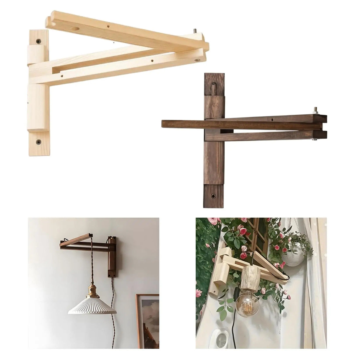 Wooden Wall Mount Lamp Bracket – Foldable Rope Pendant Light Wall Lamp Bracket SPOT