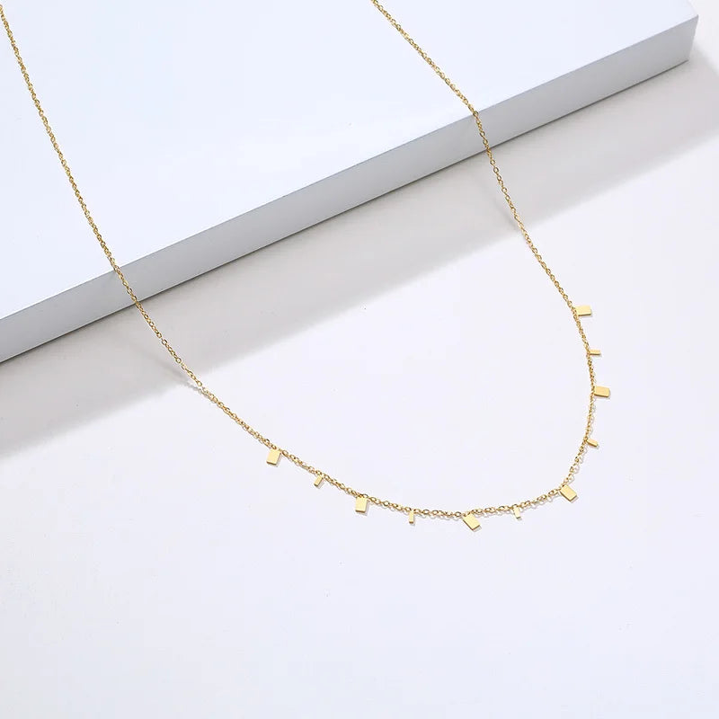 Boho Gold Multilayer Necklace – Geometric Pendants Stainless Steel Multilayer Chain Necklace SPOT
