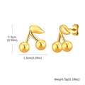 Gold Cherry Stud Earrings – Stainless Steel, Hypoallergenic Stud Earrings SPOT ES-597G