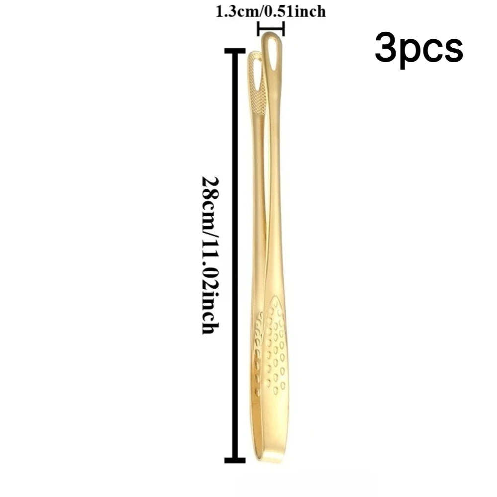 3-Pack Gold-Plated Stainless Steel Korean BBQ Grill Tongs BBQ Grill Tongs SPOT Golden-3pcs