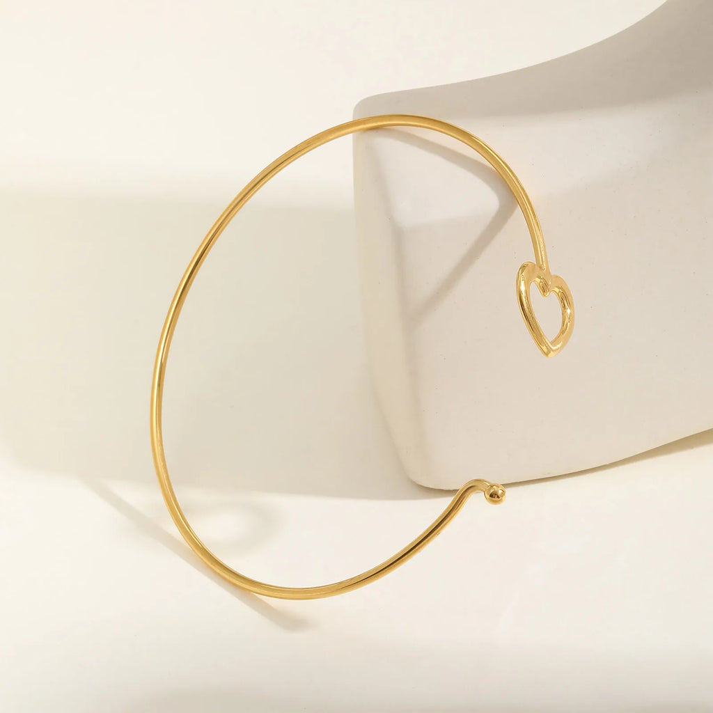 Hollow Heart Gold Cuff Bangle Bracelet – Stainless Steel Cuff Bangle Bracelet SPOT
