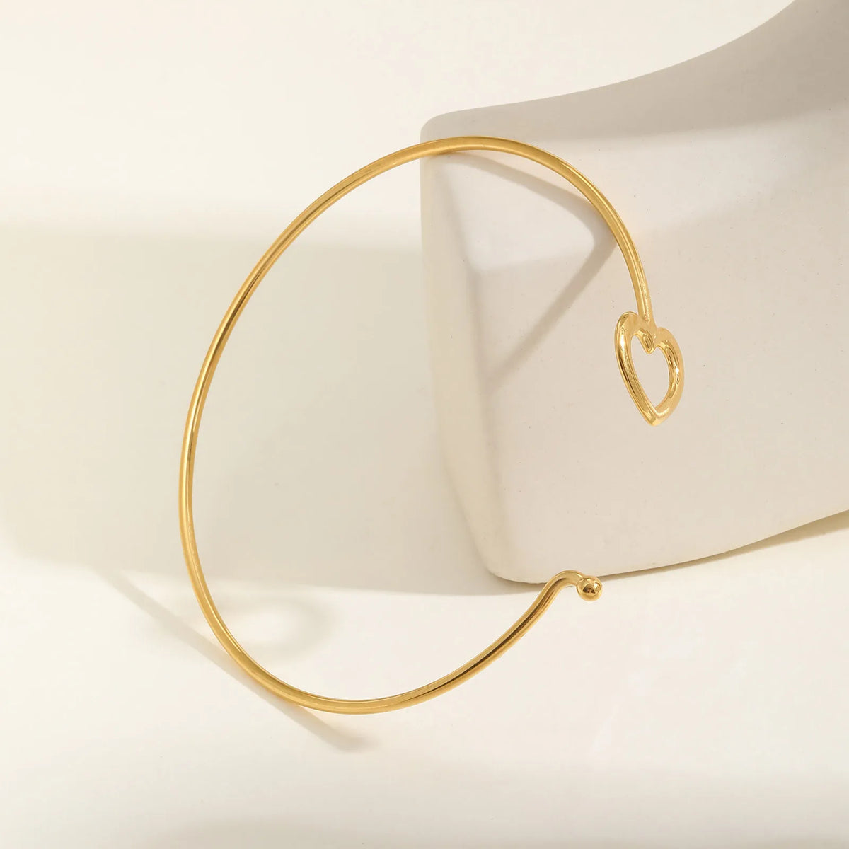 Hollow Heart Gold Cuff Bangle Bracelet – Stainless Steel Cuff Bangle Bracelet SPOT