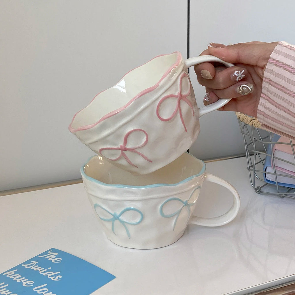 Ceramic Bowknot Mug – Large Porcelain Coffee Cup | Gift Idea Ceramic Coffee Mug SPOT