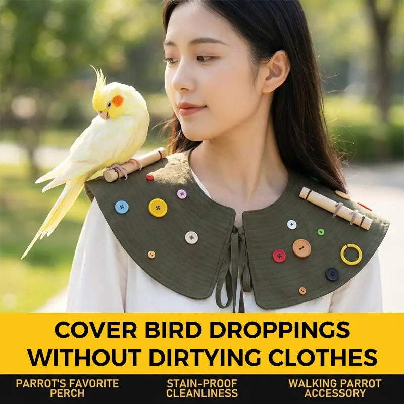 Parrot Shoulder Pad with Wood Perch – Bird Dropping Guard Bird Shoulder Perch SPOT