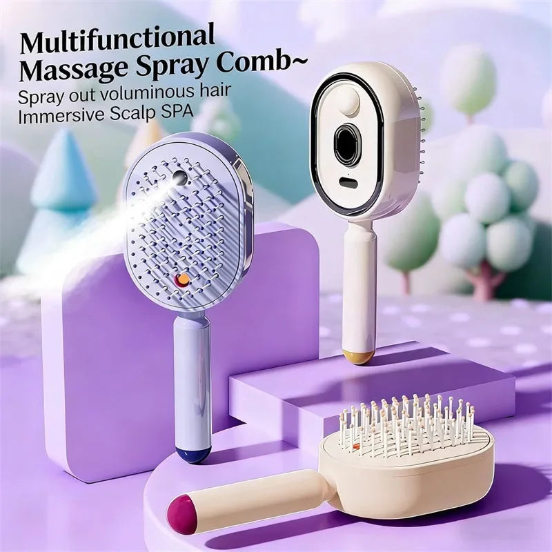 3-in-1 Electric Spray Massage Hair Brush – Anti-Static, Self-Clean Electric Hair Brush SPOT