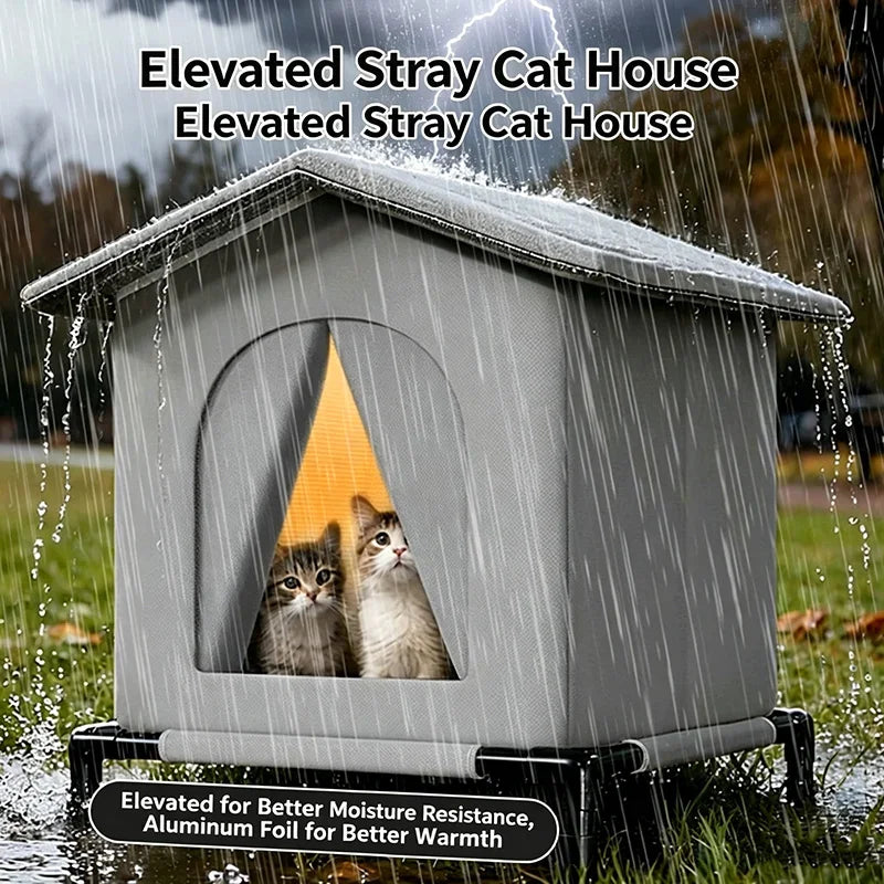 All-Weather Outdoor Cat House – Waterproof Insulated Raised Outdoor Cat House SPOT