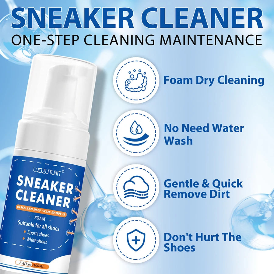Sneaker Cleaner Kit – Foam, 2 Brushes & Towel | All Materials Shoe Cleaning Kit SPOT