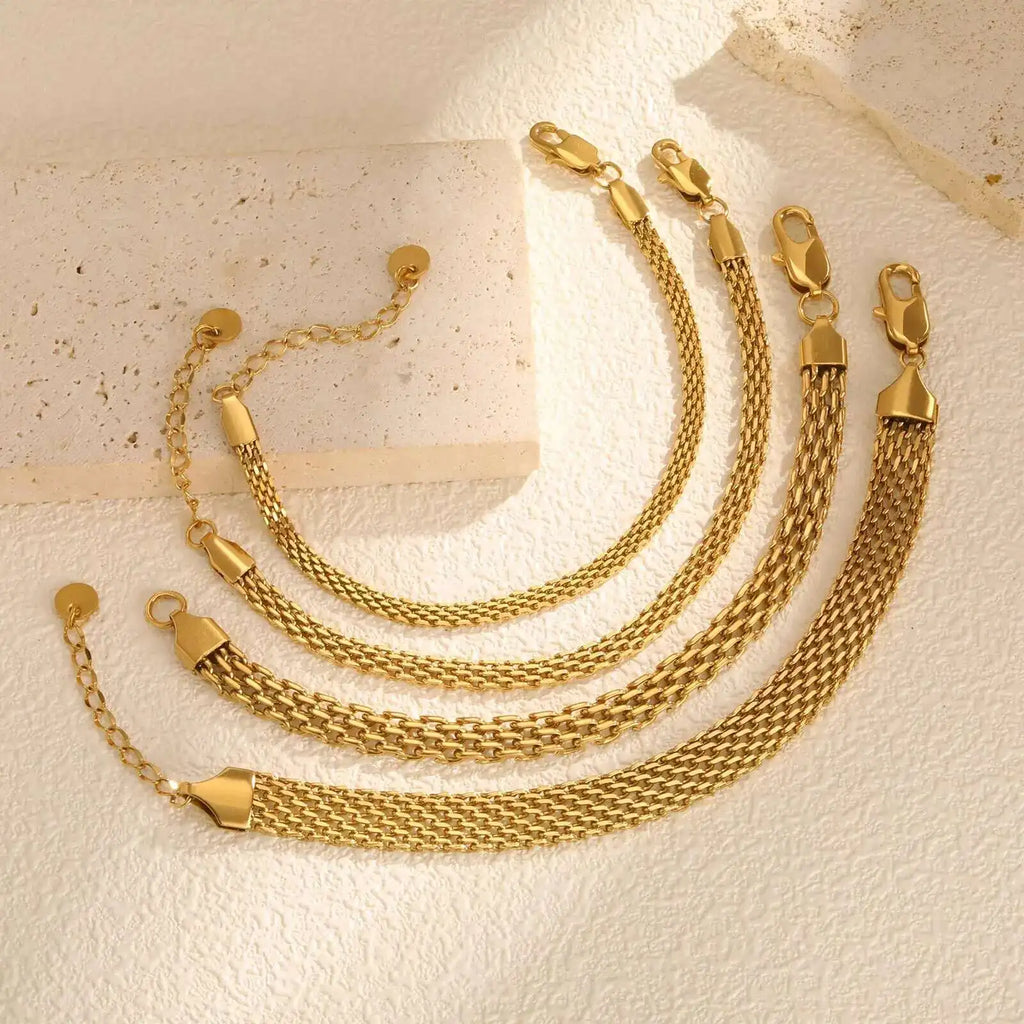 Meaeguet Gold Plated Mesh Link Chain Bracelet for Women Chain Link Bracelet SPOT