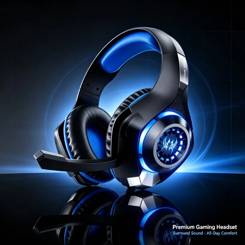 VIKEFON RGB Gaming Headset with Mic – Stereo Over-Ear Gaming Headset SPOT
