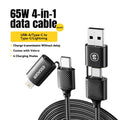 Essager 4-in-1 USB Cable 65W PD Fast Charging – C & Lightning USB Charging Cable SPOT 65W 4 in 1 black 1M