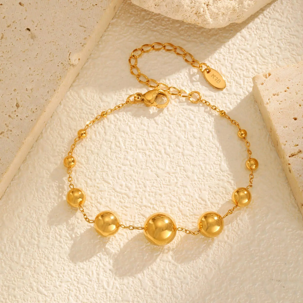Meaeguet 18K Gold Ball Bead Chain Bracelet – Waterproof Gold Chain Bracelet SPOT