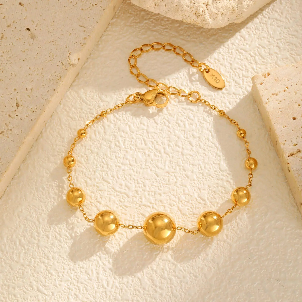 Meaeguet 18K Gold Ball Bead Chain Bracelet – Waterproof Gold Chain Bracelet SPOT