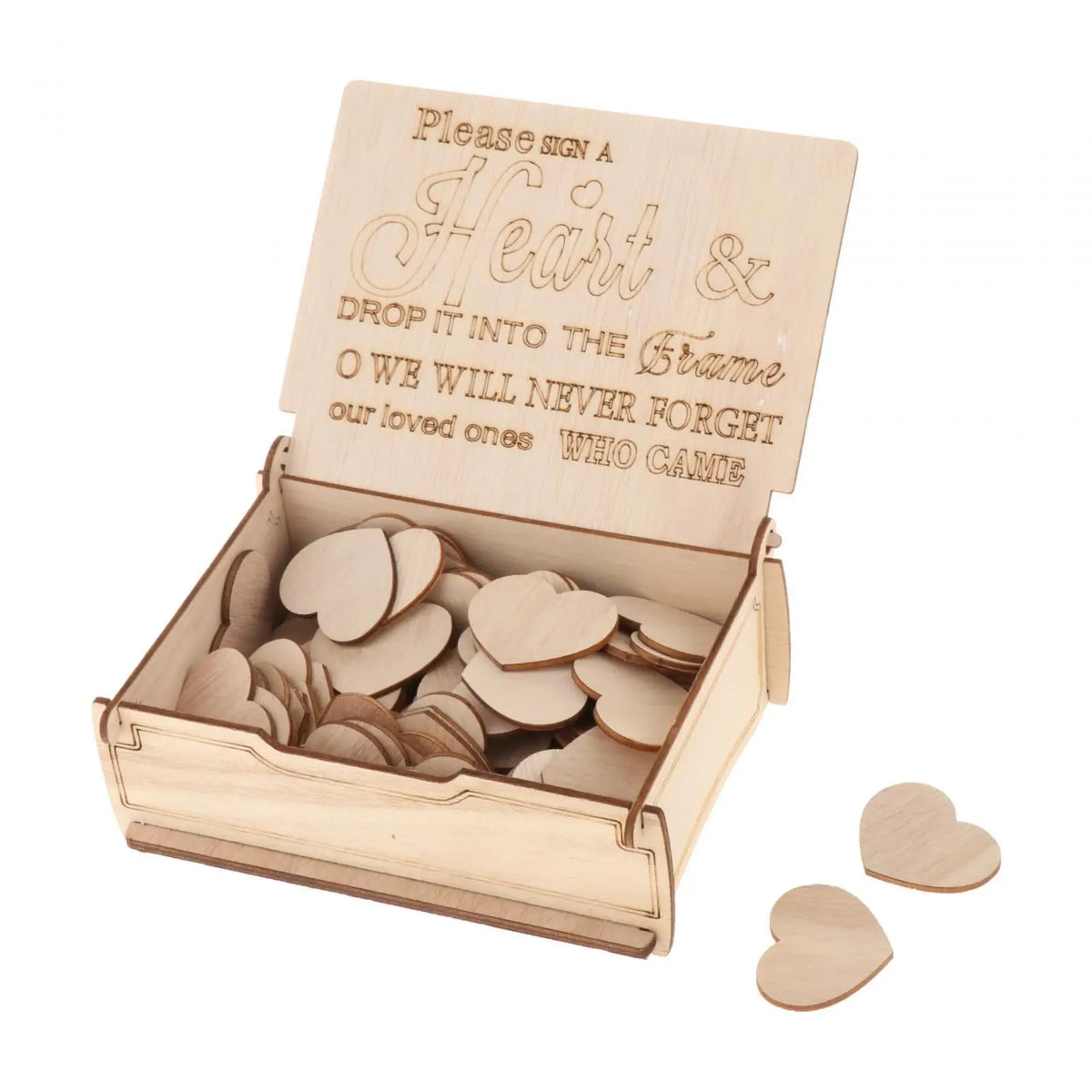 Wooden Heart Wedding Guest Book Set – 80 Hearts & Frame Wedding Guest Book SPOT Other