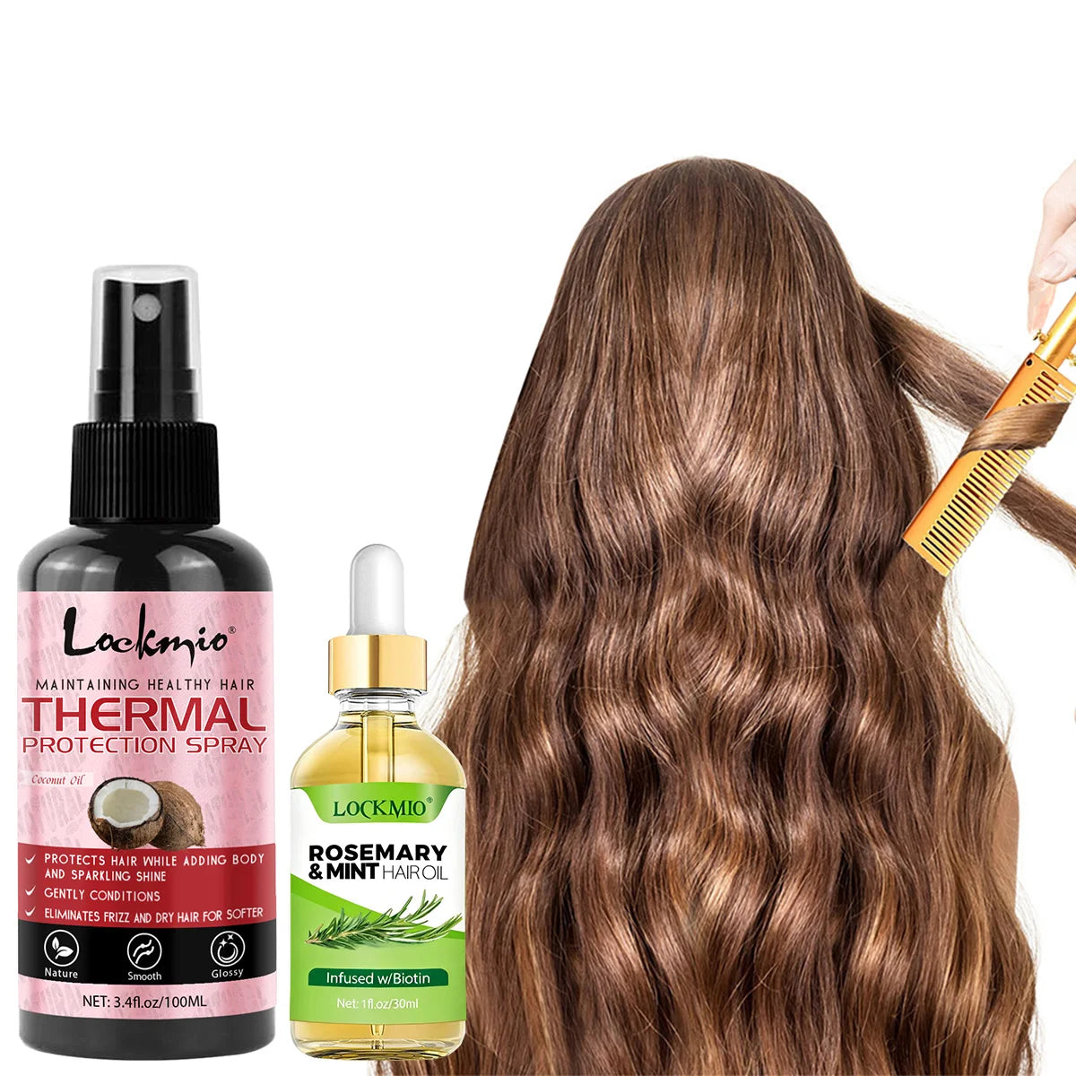 Lockmio Heat Protection Spray – Rosemary & Mint Oil, 470°F Heat Protection Spray SPOT