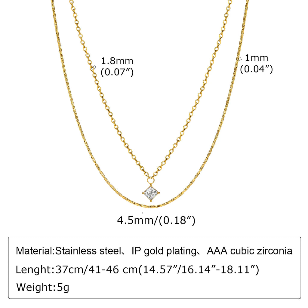 Layered Double Chain Choker – Cubic Zirconia Pendant Necklace Chain Choker Necklace SPOT