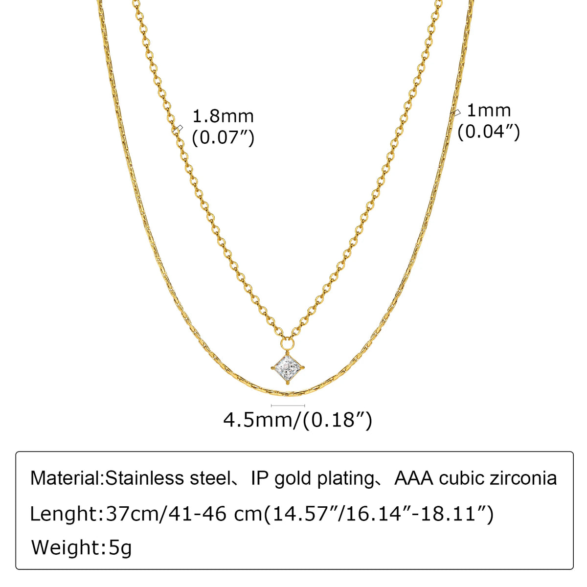 Layered Double Chain Choker – Cubic Zirconia Pendant Necklace Chain Choker Necklace SPOT