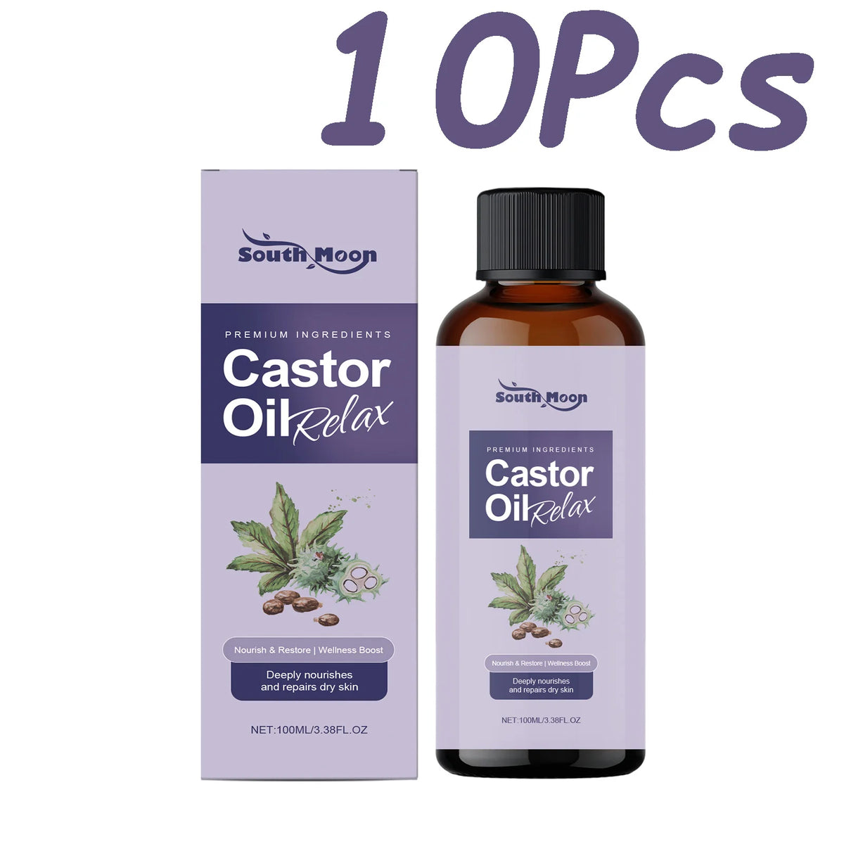 South Moon Castor Body Massage Oil – Nourishing & Firming Body Massage Oil SPOT 10Pcs 100ml