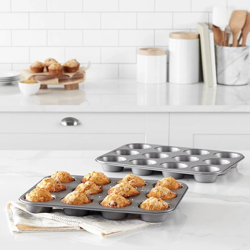 Square Cupcake & Muffin Pan – Non-Stick Carbon Steel 6 or 12 Cup Cupcake Muffin Pan SPOT