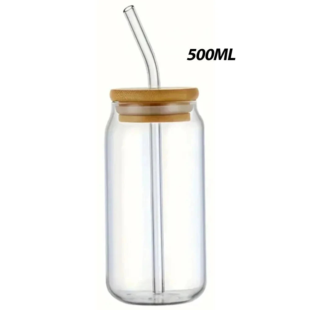 500ml Pink Bow Glass Tumbler with Lid & Straw | Cute Cup Glass Tumbler SPOT Style A 500ml
