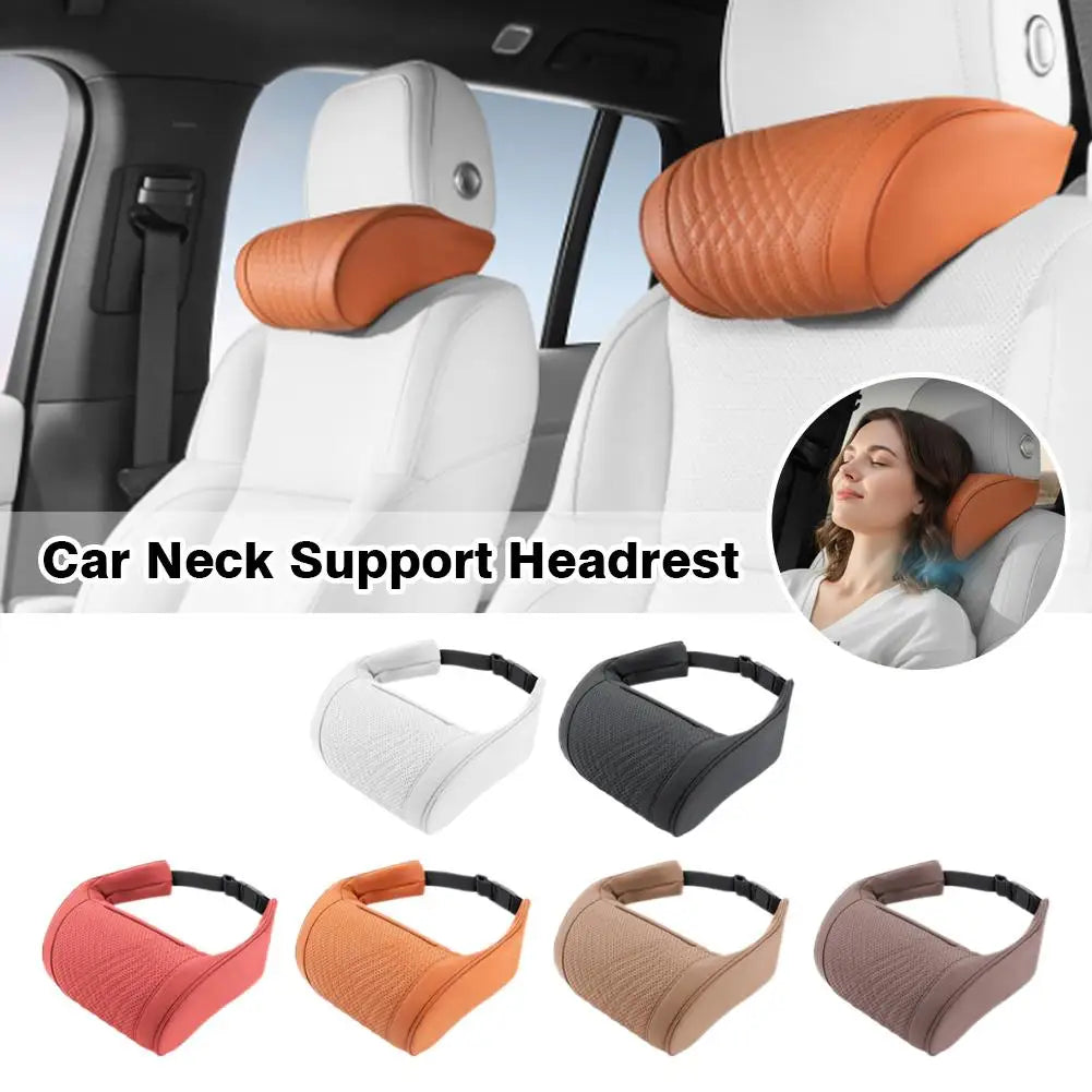 Car Headrest Neck Pillow – Memory Foam & PU Leather Support Car Neck Pillow SPOT