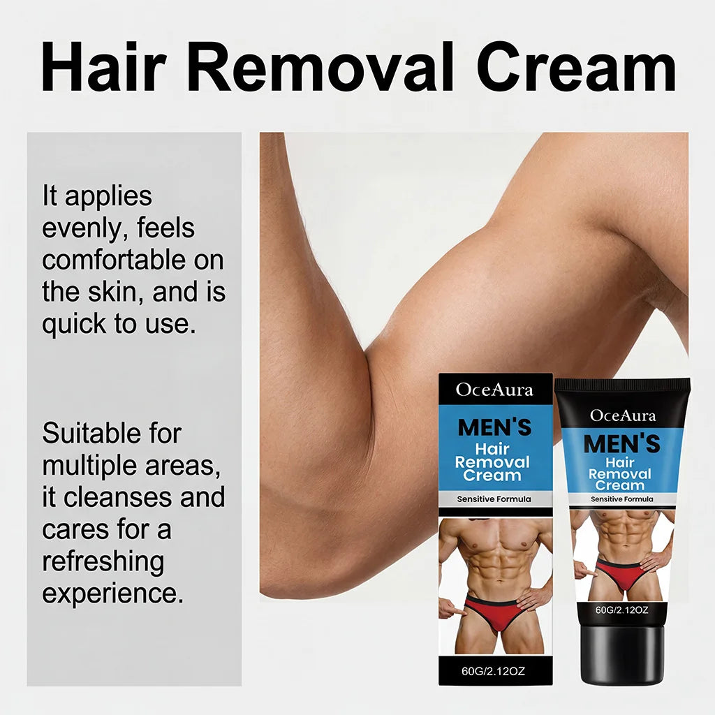 OceAura Men's Depilatory Cream – Fast Hair Removal, 60g Hair Removal Cream SPOT