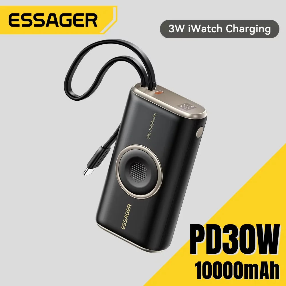 Essager 10000mAh Power Bank PD 30W + Apple Watch Charger Portable Power Bank SPOT