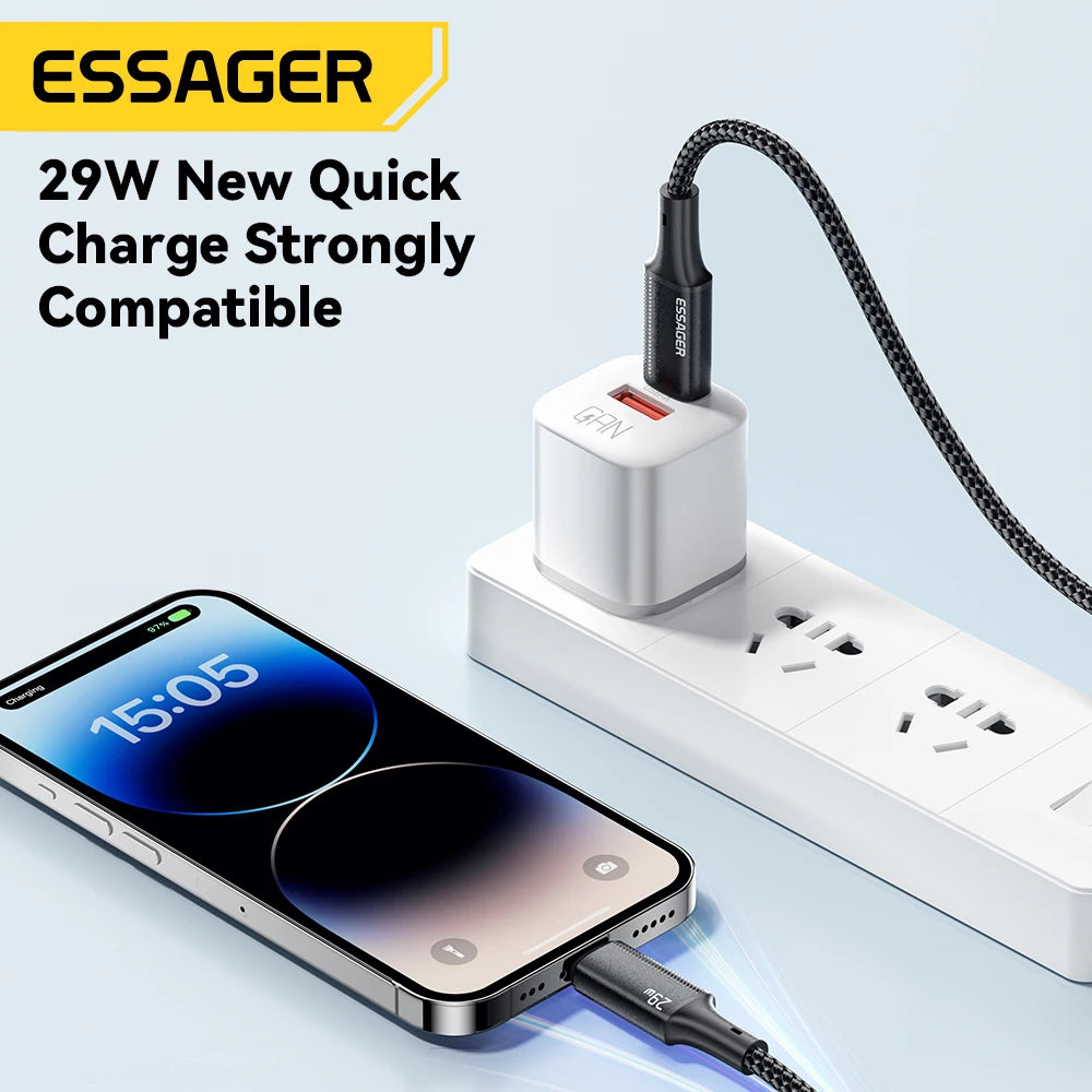 Essager USB-C to Lightning Cable 29W PD Fast Charging – 0.5–3m USB Charging Cable SPOT