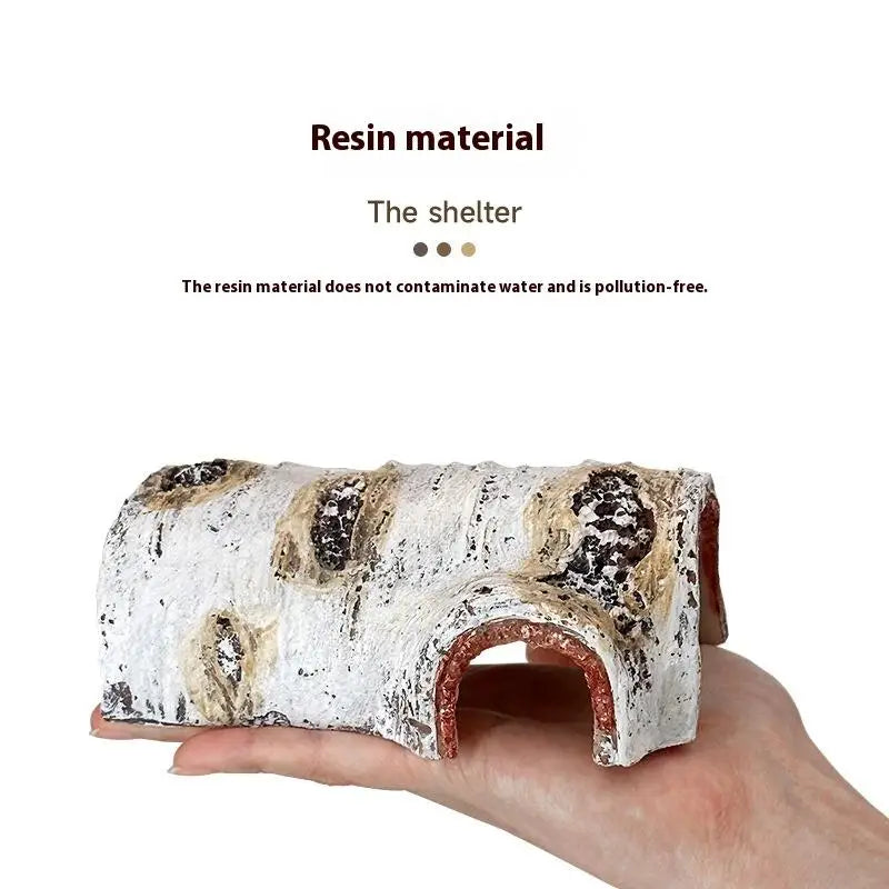 PVC Reptile Hide Cave – Birch Wood Texture for Lizards & Frogs Reptile Hide Cave SPOT