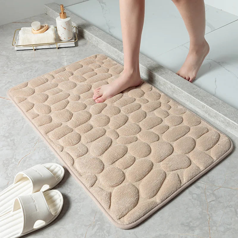 Memory Foam Bath Mat – Non-Slip Cobblestone Embossed Rug Memory Foam Bath Mat SPOT